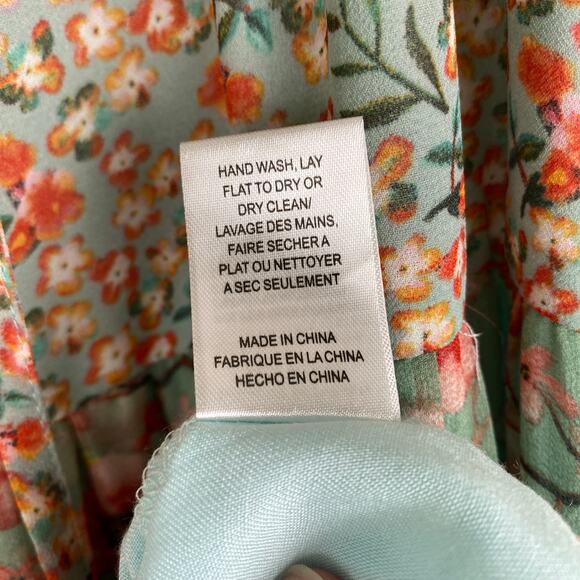 Allison Floral Maxi Dress Size Medium Turquoise Pink Sleeveless Tiered Peasant - Picture 10 of 12